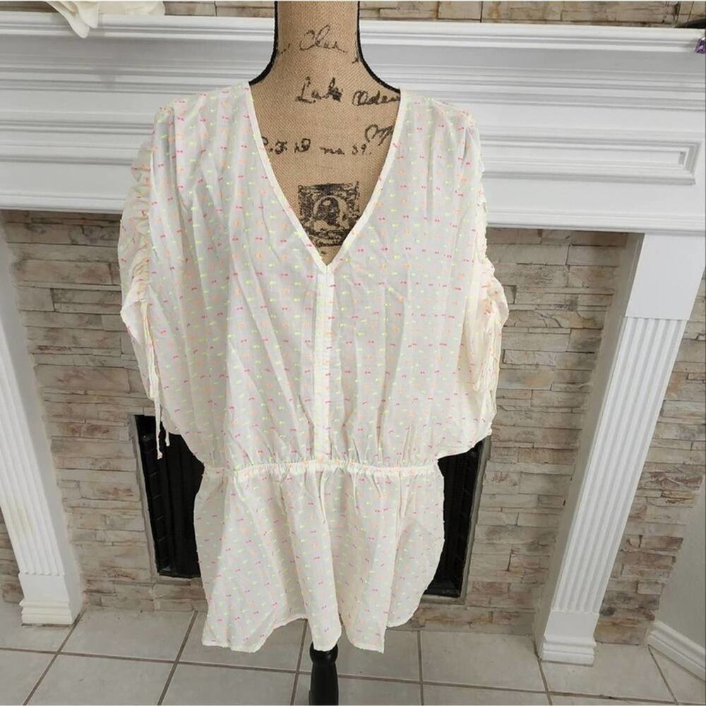 LANE Bryant embroidered peplum ruched shoulder tunic plus size 22/24 3X NEW